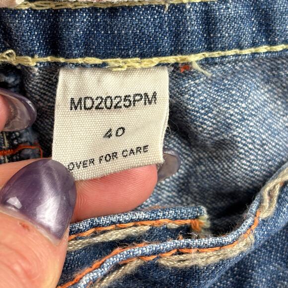 VTG Laguna Beach Jeans Men 40 Y2K Wide Leg White Stitch Streetwear Skull Blue - Picture 4 of 11